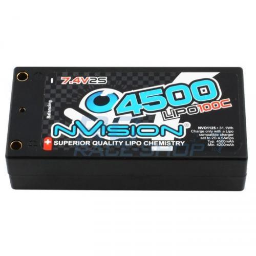 nVision Factory Pro Lipo 4500 100C 7.4V 2S Short Tubes