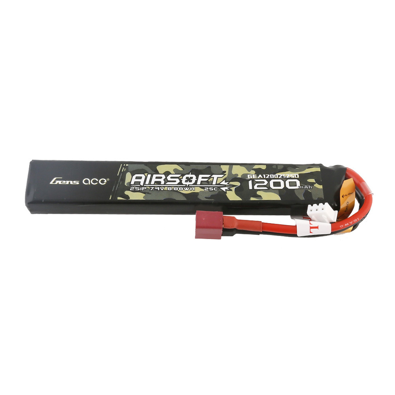 Gens Ace 2S Airsoft Lipo1200mAh 7.4V 25C Softcase Deans