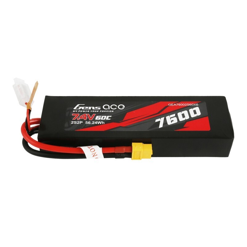 Gens Ace 2S LiPo 7600mAh 7.4V 60C Softcase XT60