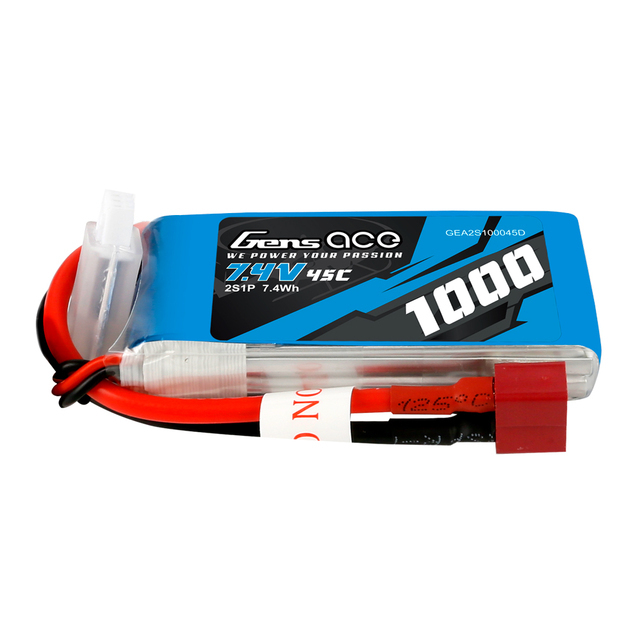 Gens Ace LiPo 2S 1000mAh 7.4V 45C Softcase Deans