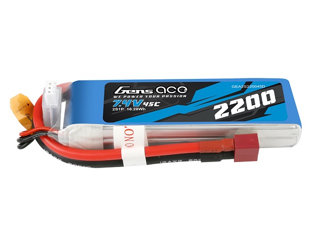 Gens Ace LiPo 2S 2200mAh 7.4V 45C Softcase Deans