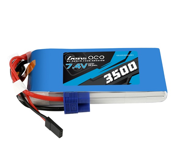 Gens Ace LiPo 2S 3500mAh 7.4V RX Softcase EC3