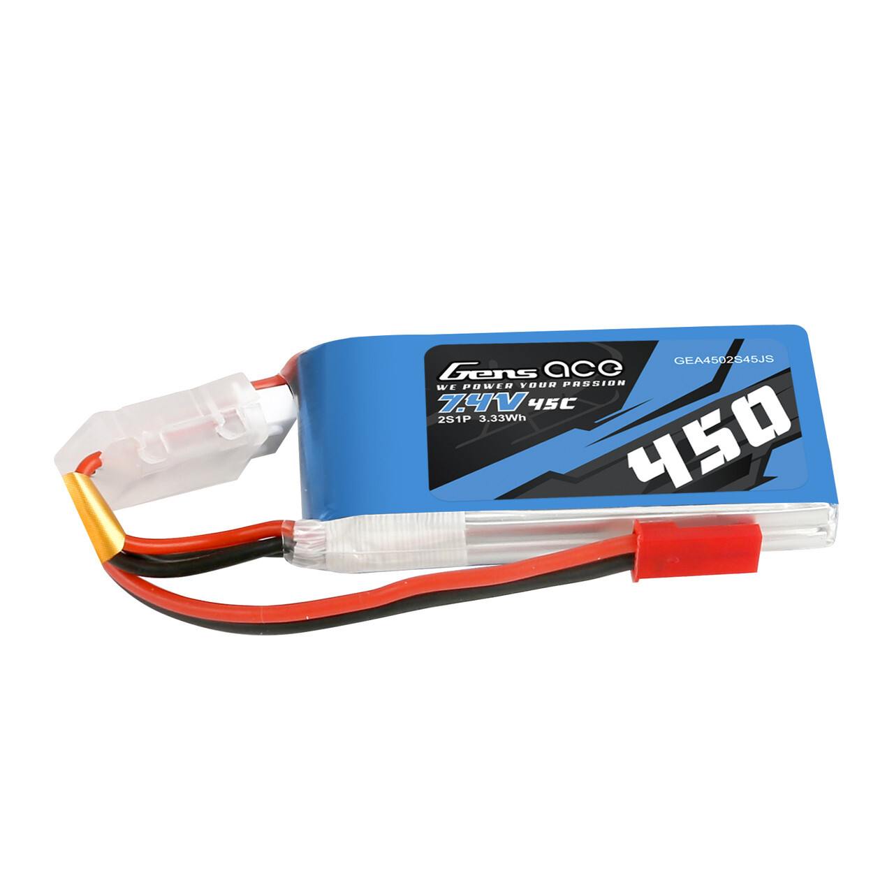 Gens Ace LiPo 2S 450mAh 7.4V 45C Softcase JST