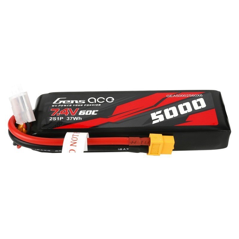 Gens Ace LiPo 2S 5000mAh 7.4V 60C Softcase XT60+TRX adaptor