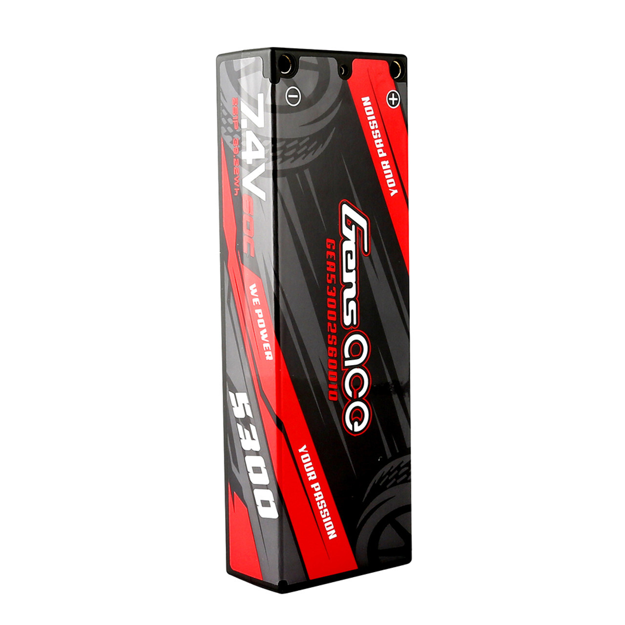 Gens Ace LiPo 2S 5300mAh 7.4V 60C Hardcase 4mm to Deans