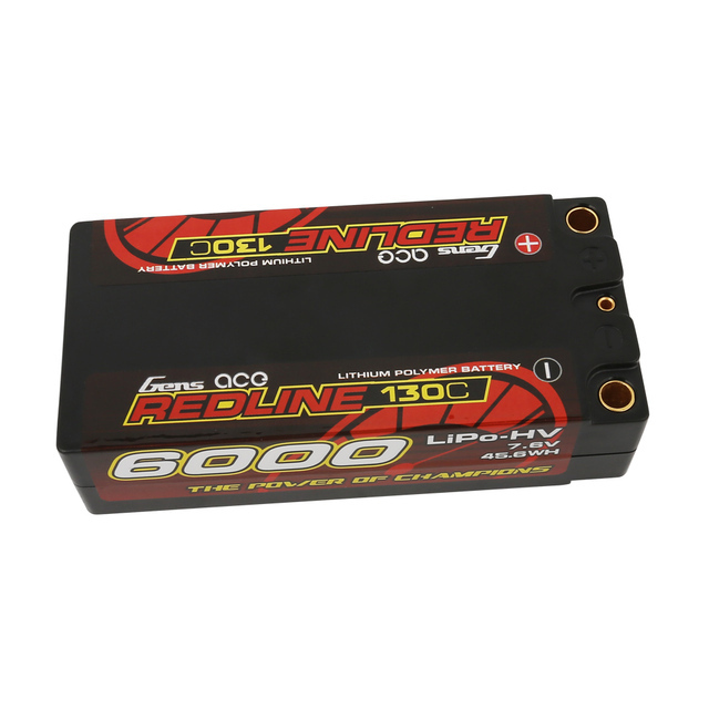 Redline HV Lipo 6000mAh 7.6V 130C Shorty Hardcase 5mm Bullet