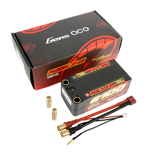 Redline Lipo 6100mAh 7.4V 130C Shorty Hardcase 8mm Bullet